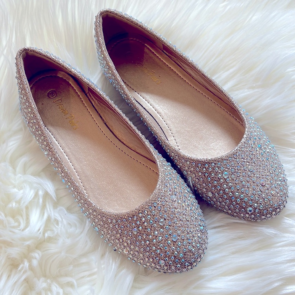 Feel Like a Princess - Gold Rhinestone Ballet Flats